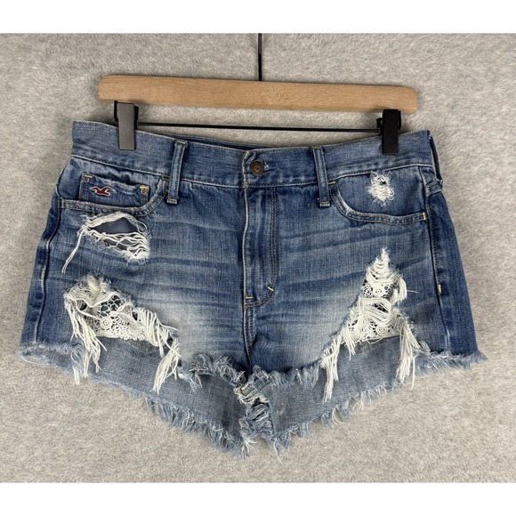Hollister Pants - Hollister Shorts Womens 29/9 Blue Cut Offs Denim Ripped Distressed Medium Wash